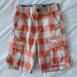 5Y Mini Boden Orange Checkered Cargo shorts